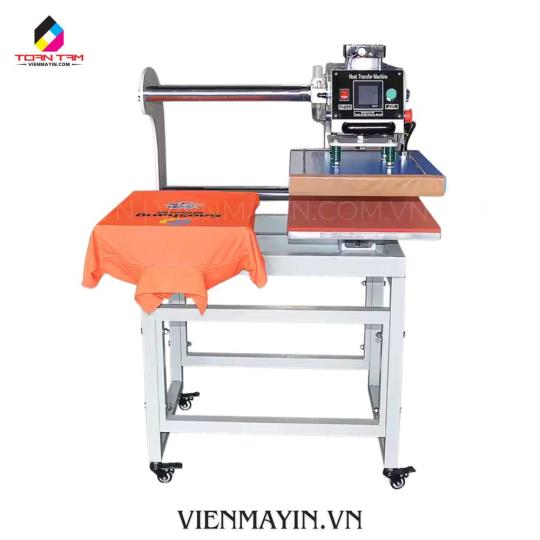 Máy ép nhiệt phẳng khí nén 40x50 2 mâm kéo đầu