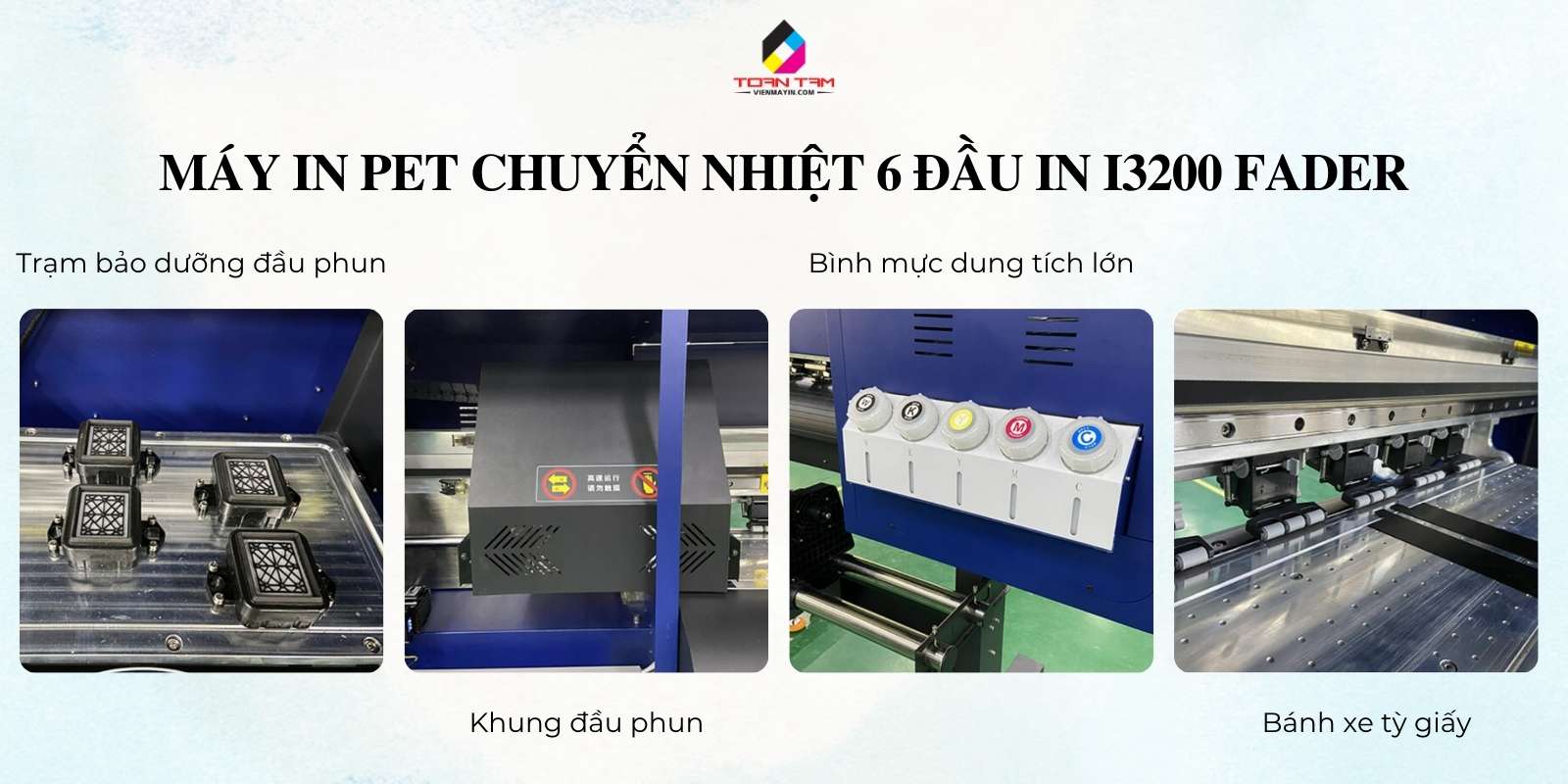  máy in PET chuyển nhiệt 6 đầu in I3200 Fader